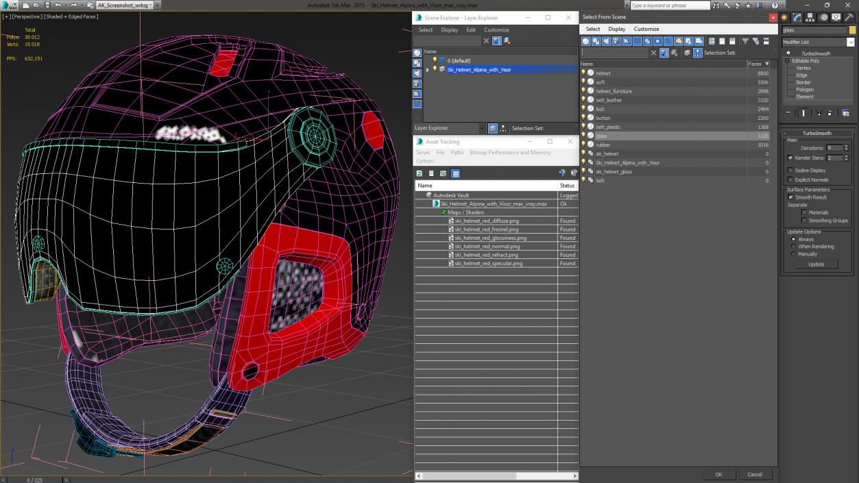 3D Ski Helmet Alpina with Visor model