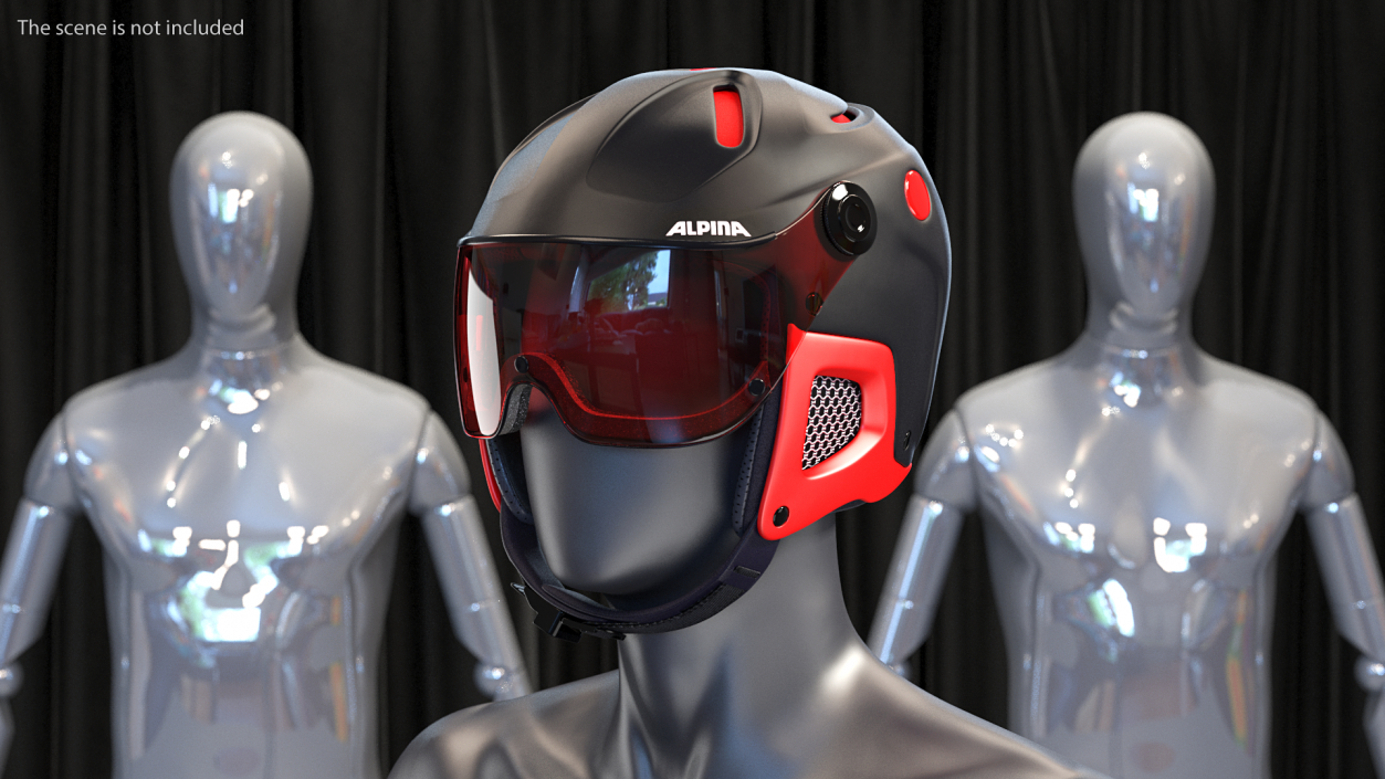 3D Ski Helmet Alpina with Visor model