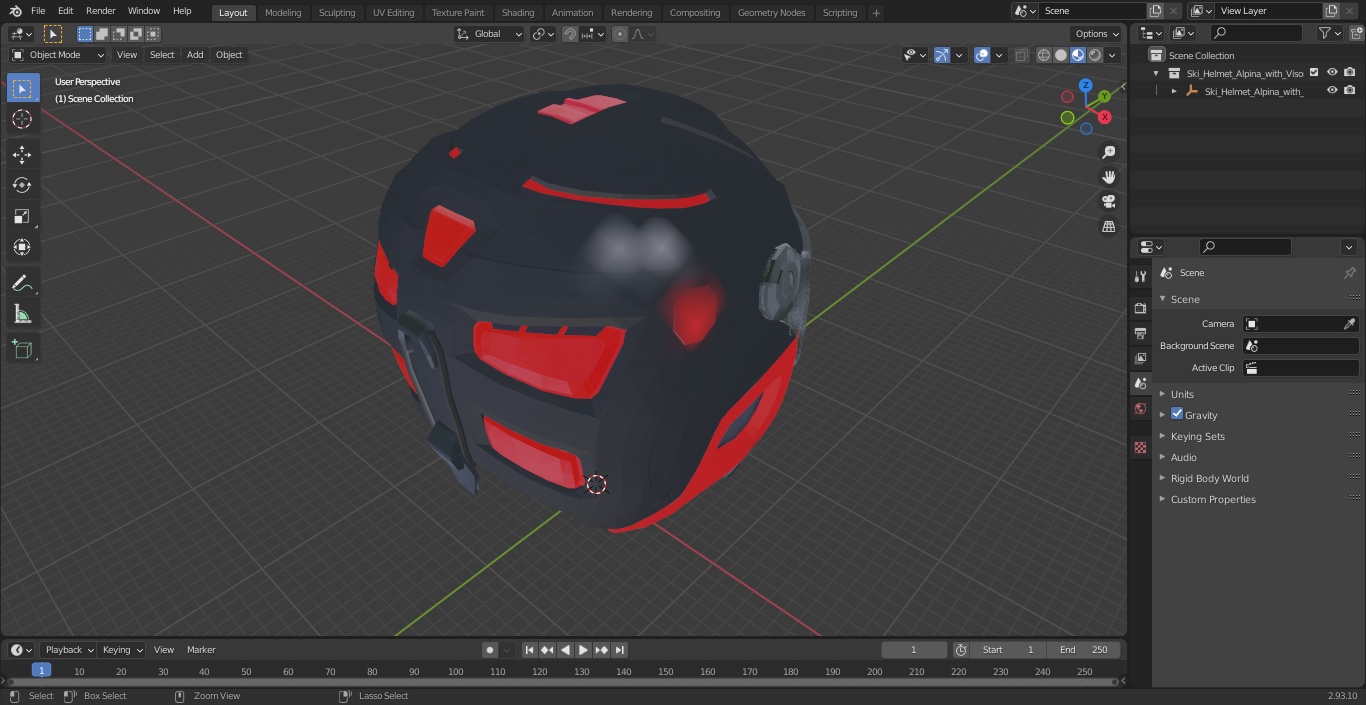 3D Ski Helmet Alpina with Visor model