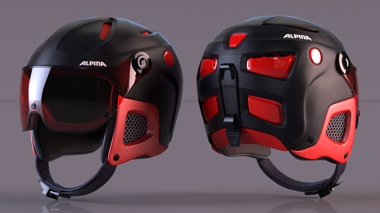 3D Ski Helmet Alpina with Visor model