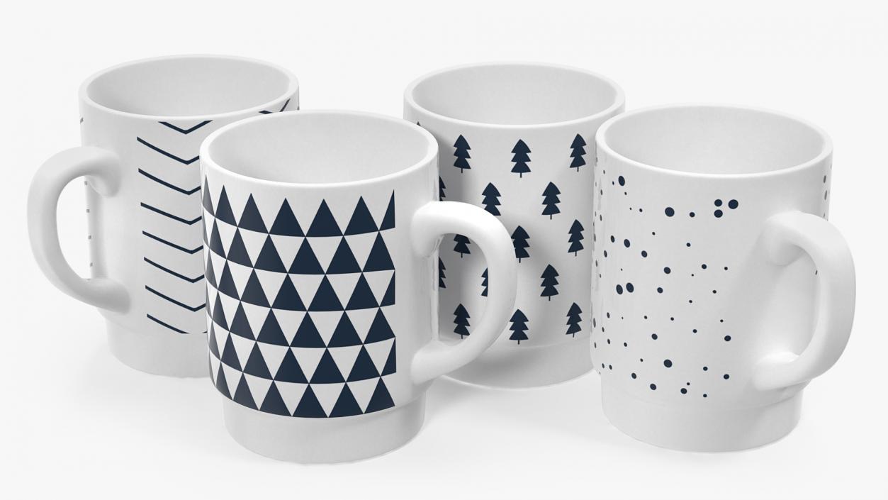 Simple Pattern Mug Set 3D