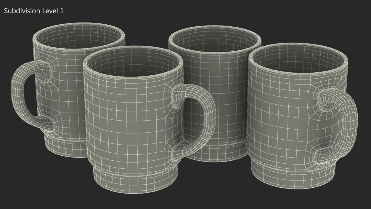 Simple Pattern Mug Set 3D