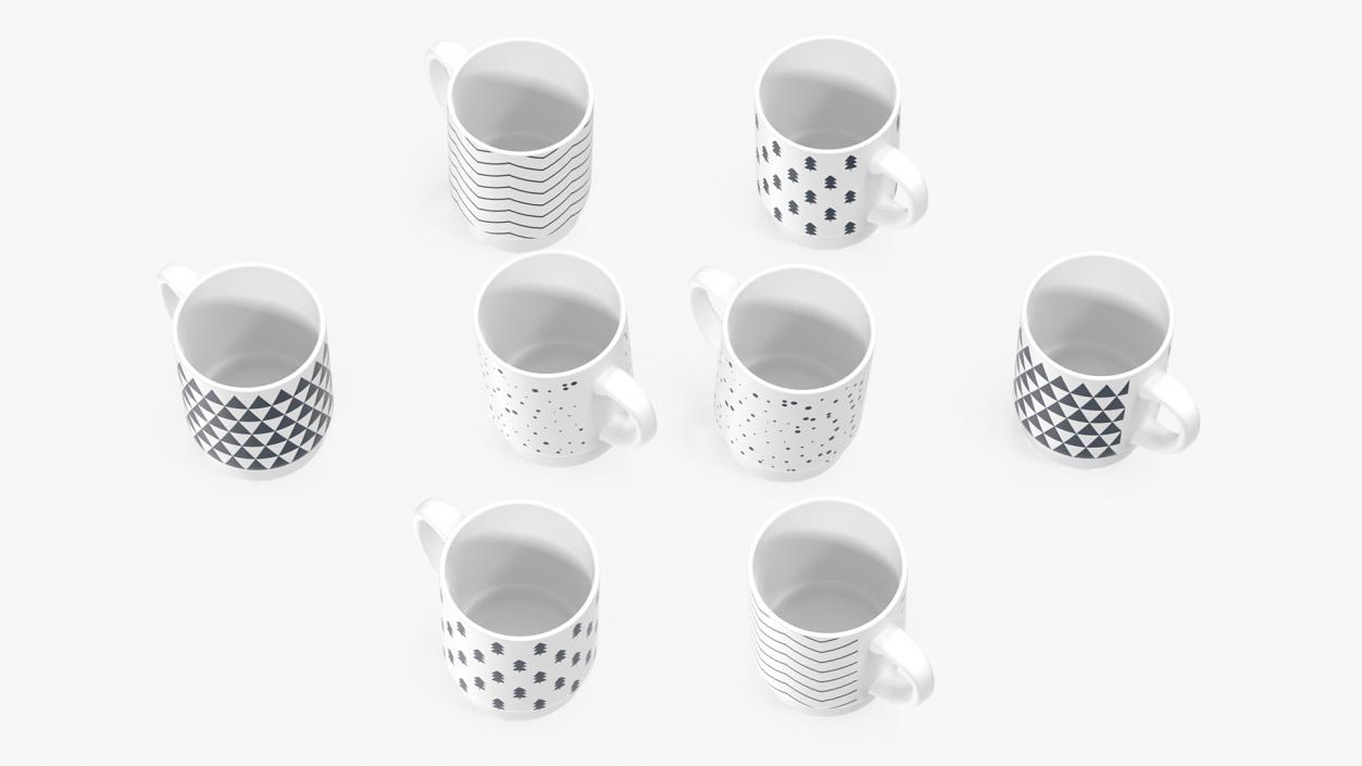 Simple Pattern Mug Set 3D