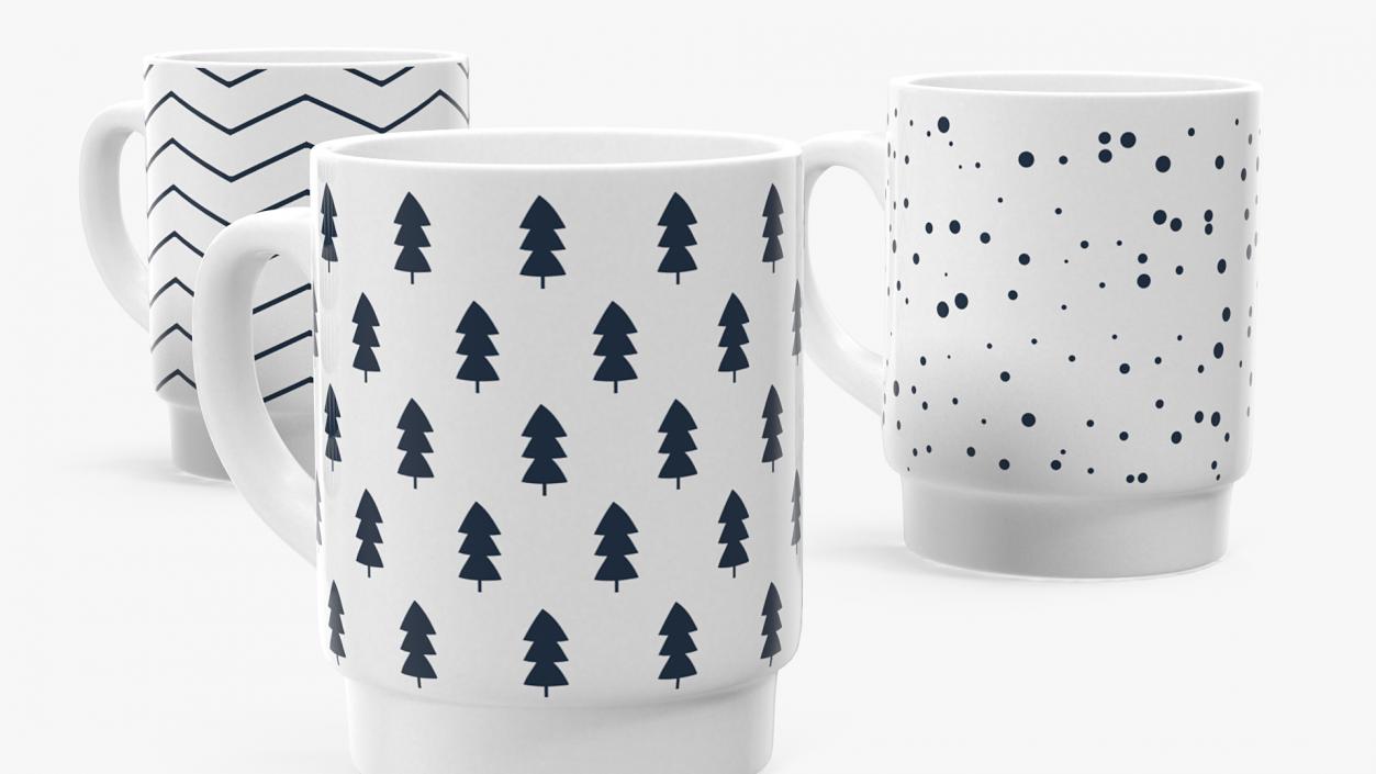 Simple Pattern Mug Set 3D