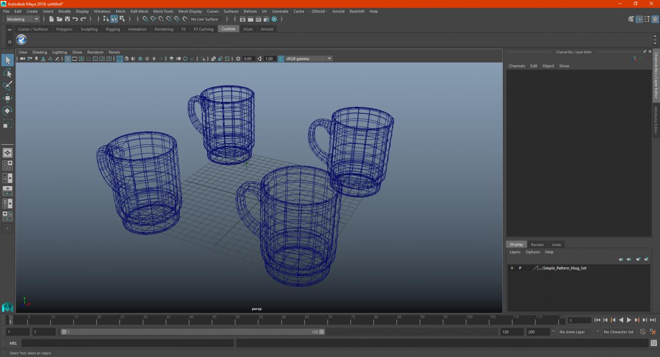 Simple Pattern Mug Set 3D