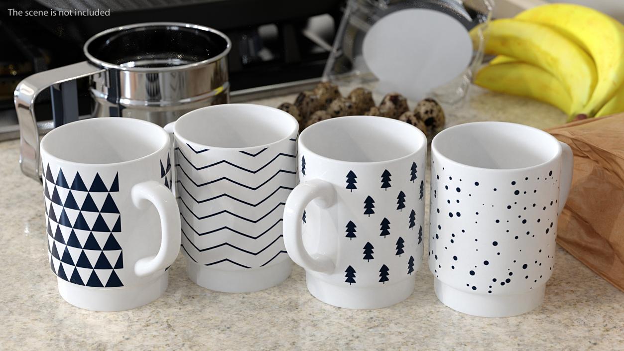 Simple Pattern Mug Set 3D