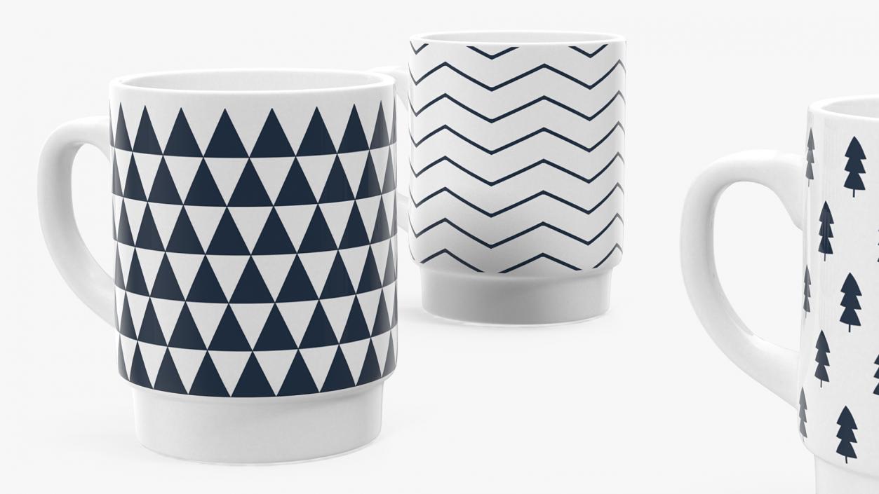 Simple Pattern Mug Set 3D