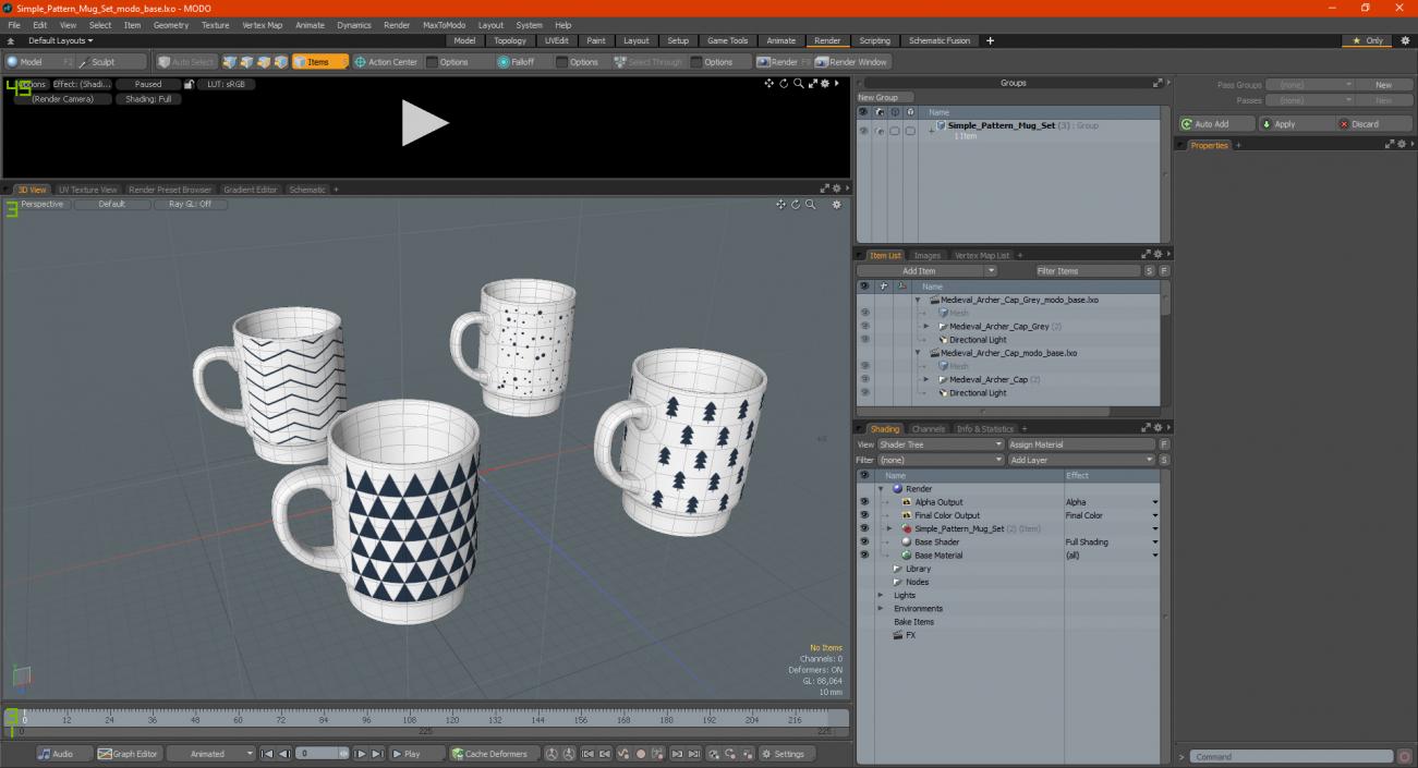 Simple Pattern Mug Set 3D