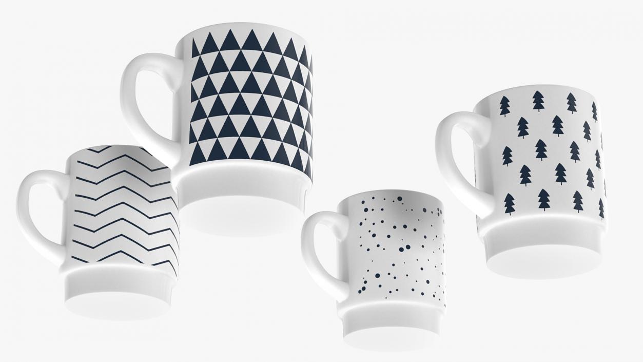 Simple Pattern Mug Set 3D