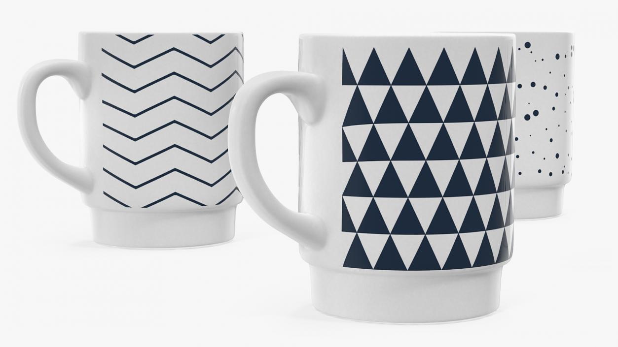 Simple Pattern Mug Set 3D