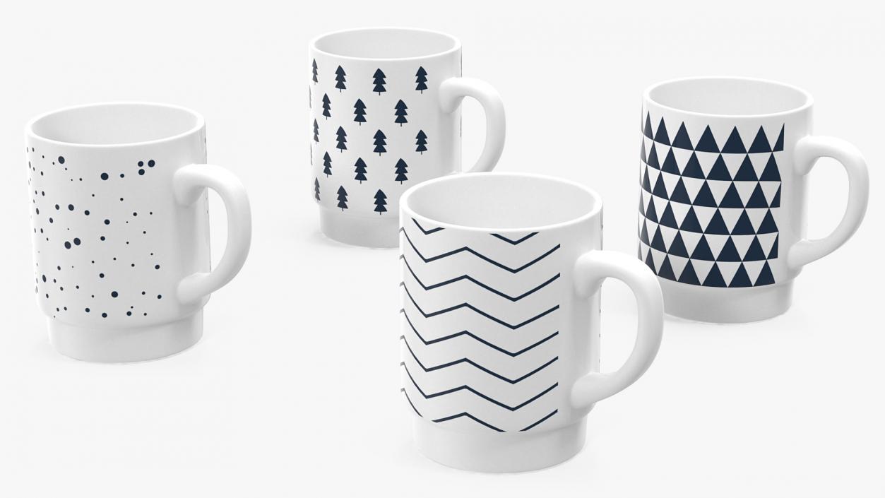 Simple Pattern Mug Set 3D