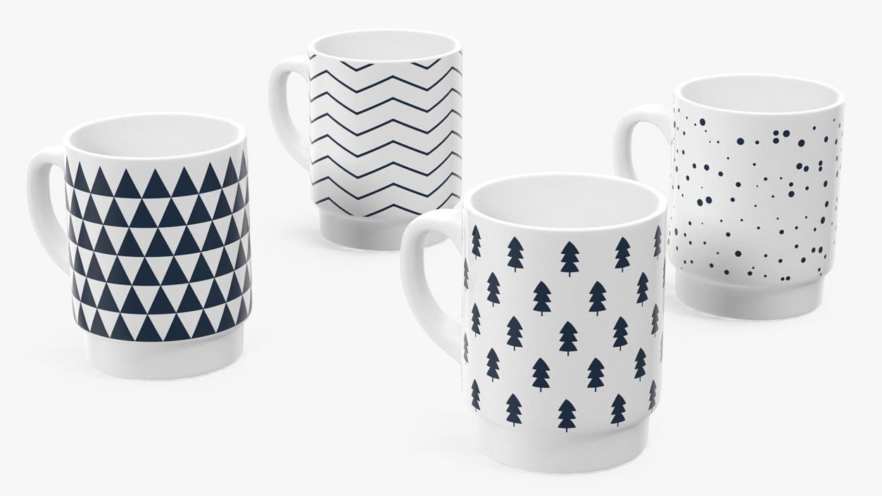 Simple Pattern Mug Set 3D