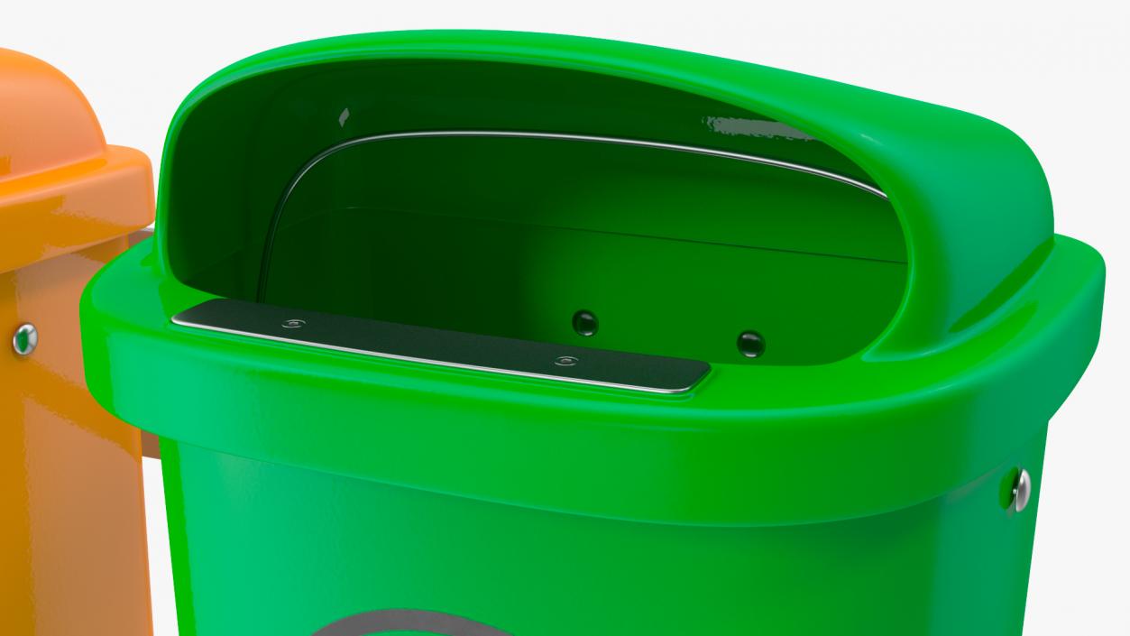 3D Outdoor Triple Plastic Trash Cans model