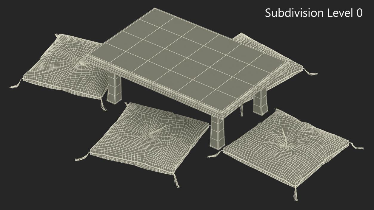 Low Tea Table Set 3D