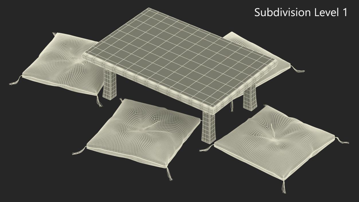 Low Tea Table Set 3D