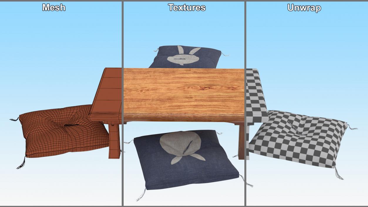 Low Tea Table Set 3D