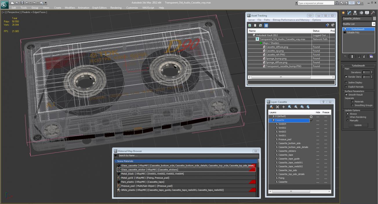 3D model Transparent Old Audio Cassette