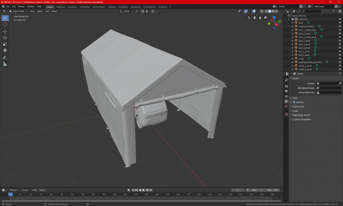 3D Vehicle Carport Shelter model