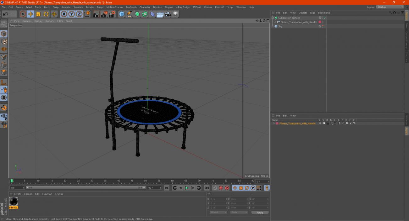 3D model Fitness Trampoline with Handle