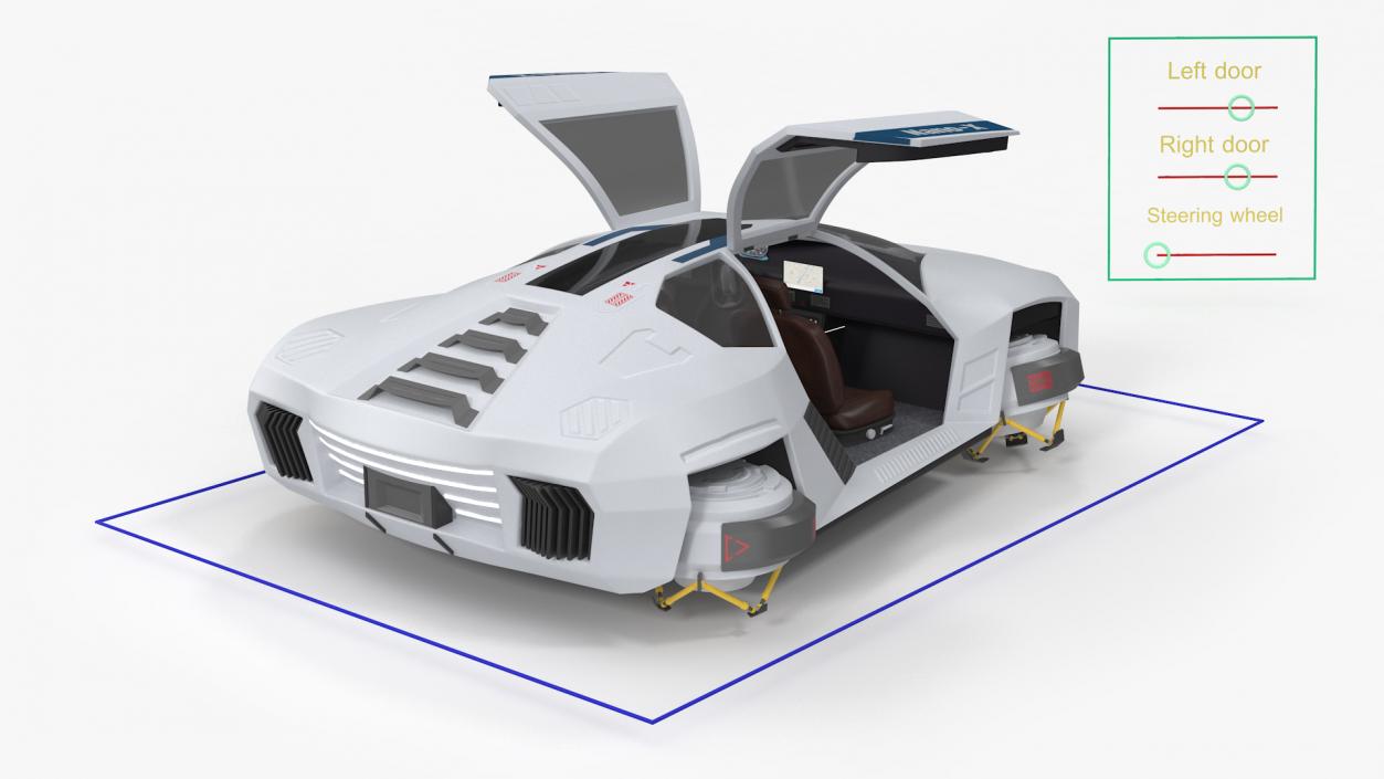 Hover Car White Rigged 3D