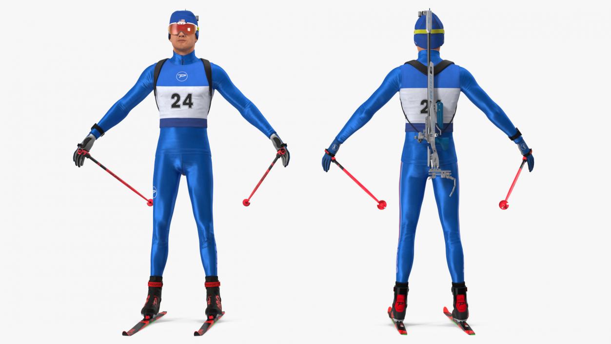 3D model Biathlete Fully Equipped USA Team Rigged