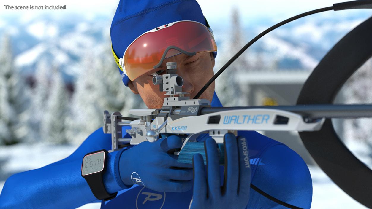 3D model Biathlete Fully Equipped USA Team Rigged