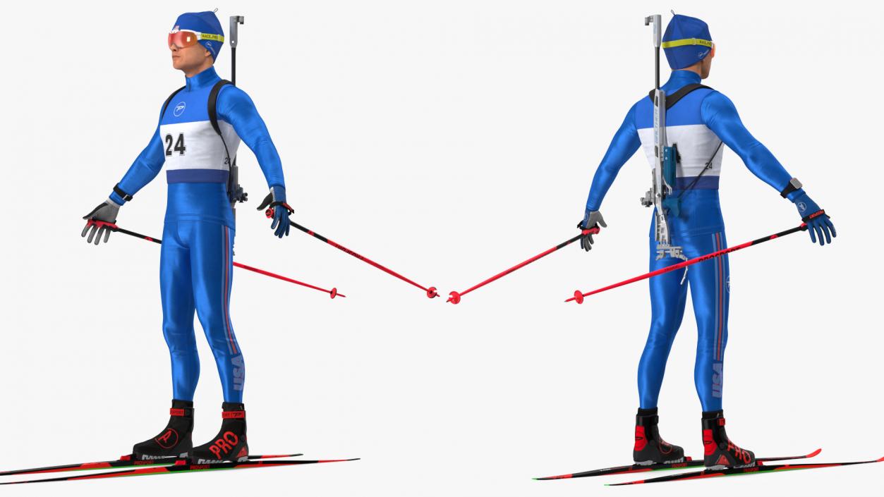 3D model Biathlete Fully Equipped USA Team Rigged