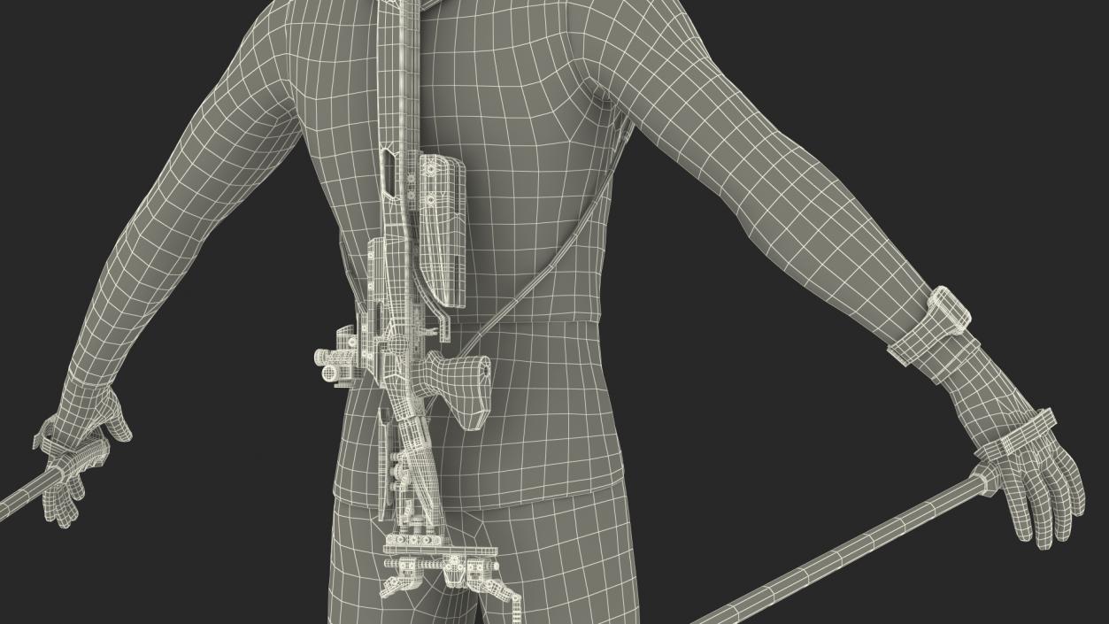 3D model Biathlete Fully Equipped USA Team Rigged