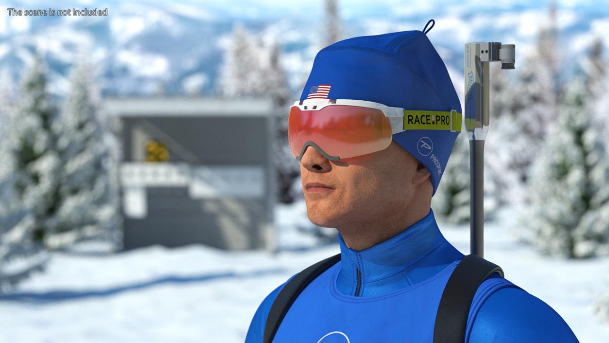 3D model Biathlete Fully Equipped USA Team Rigged