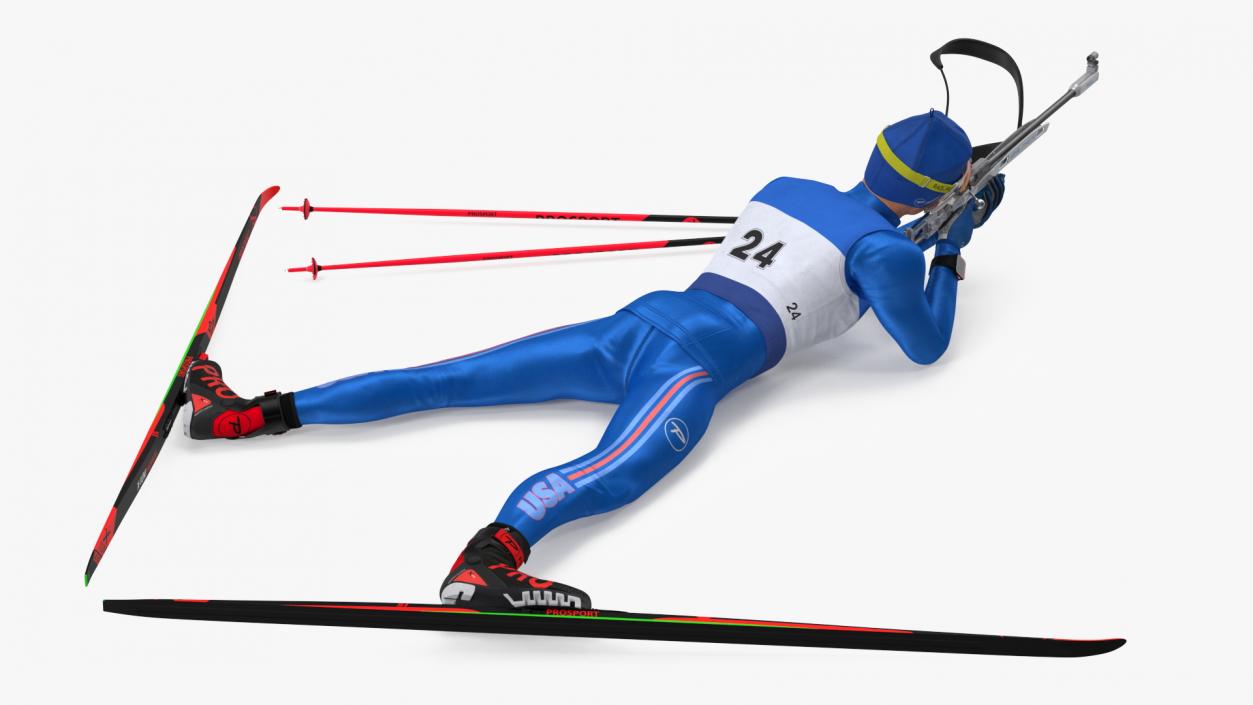 3D model Biathlete Fully Equipped USA Team Rigged