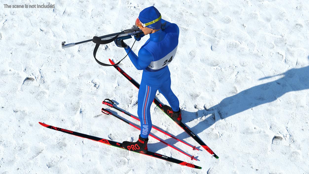 3D model Biathlete Fully Equipped USA Team Rigged