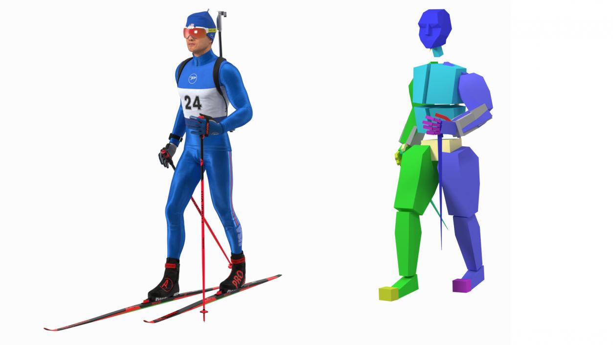 3D model Biathlete Fully Equipped USA Team Rigged