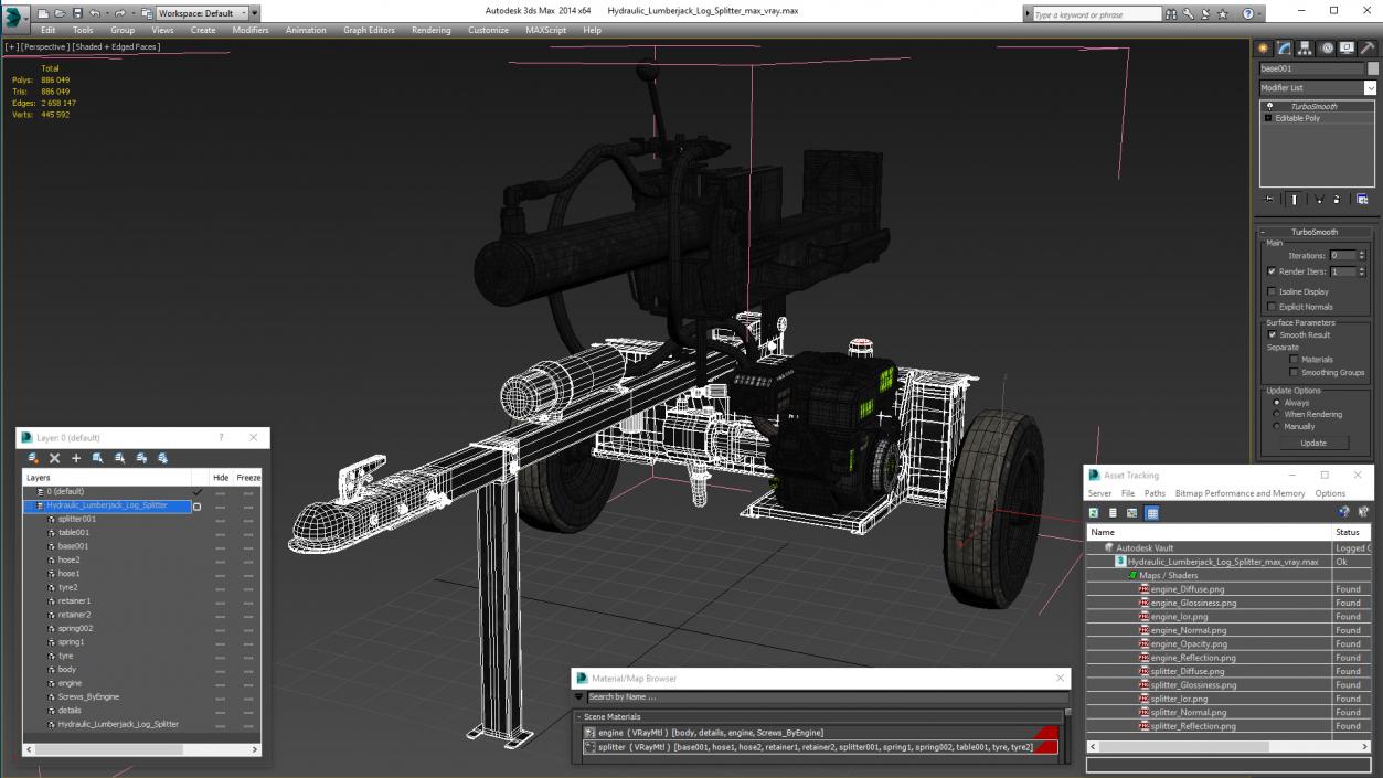 3D Hydraulic Lumberjack Log Splitter model