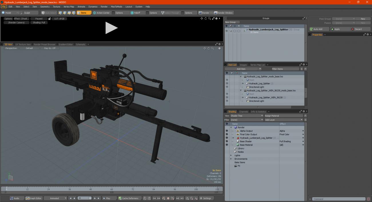 3D Hydraulic Lumberjack Log Splitter model