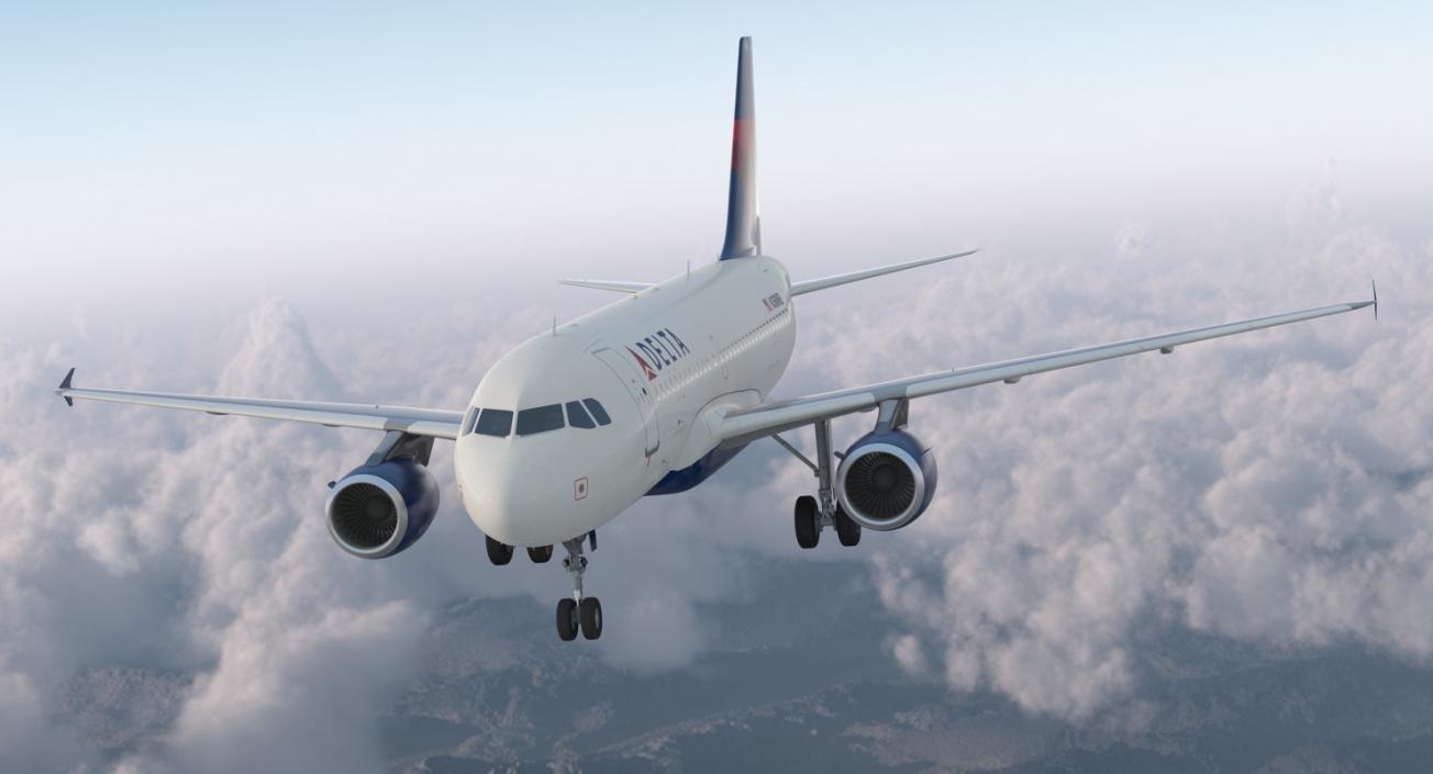 Airbus A319 Delta Air Lines Rigged 3D model