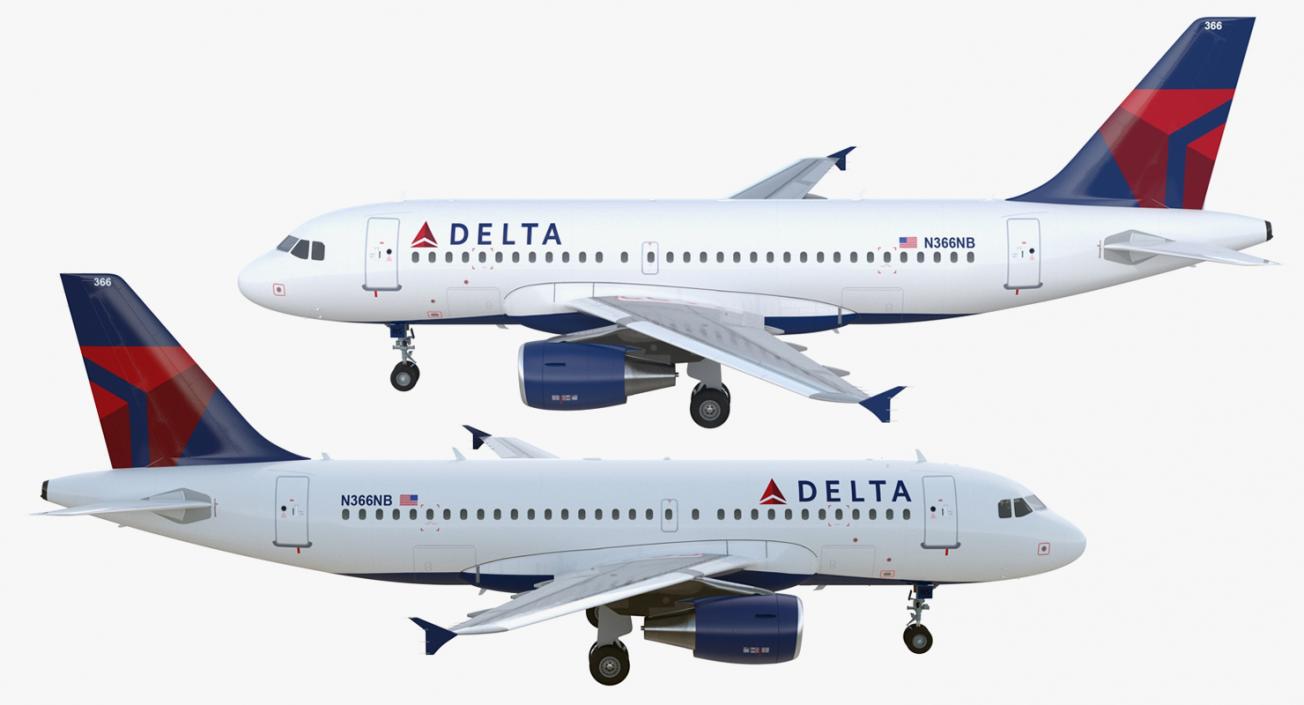 Airbus A319 Delta Air Lines Rigged 3D model