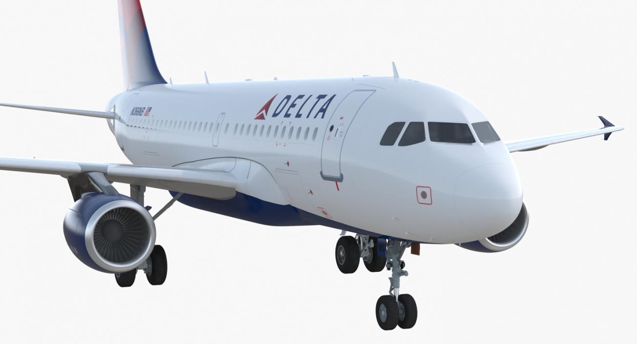 Airbus A319 Delta Air Lines Rigged 3D model