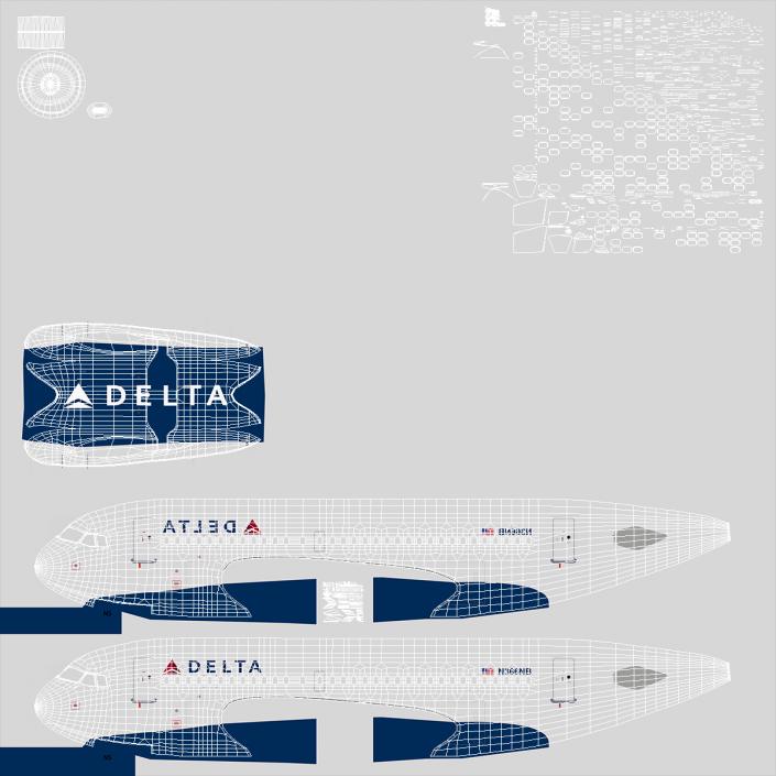 Airbus A319 Delta Air Lines Rigged 3D model