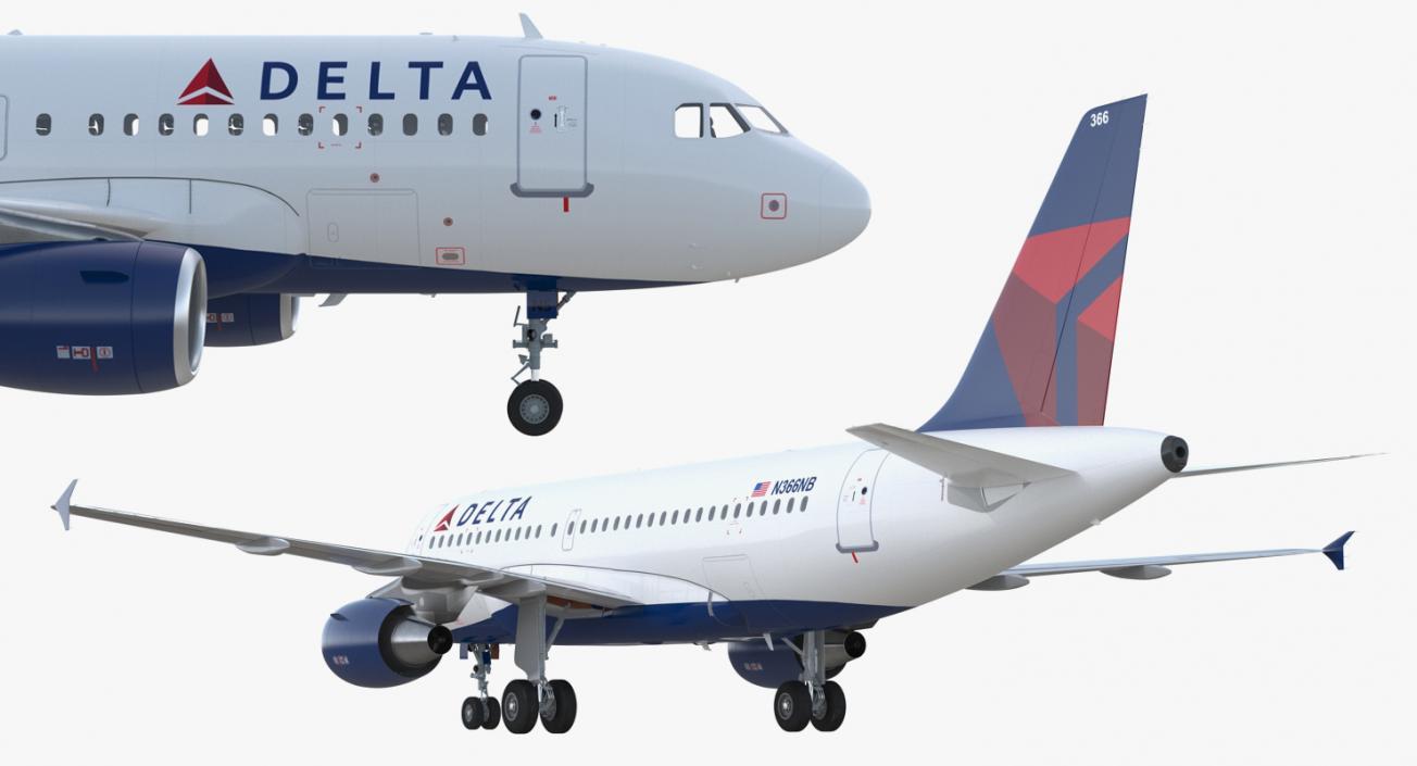 Airbus A319 Delta Air Lines Rigged 3D model