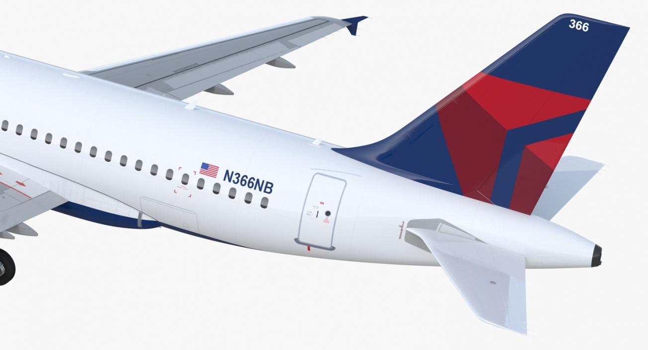 Airbus A319 Delta Air Lines Rigged 3D model