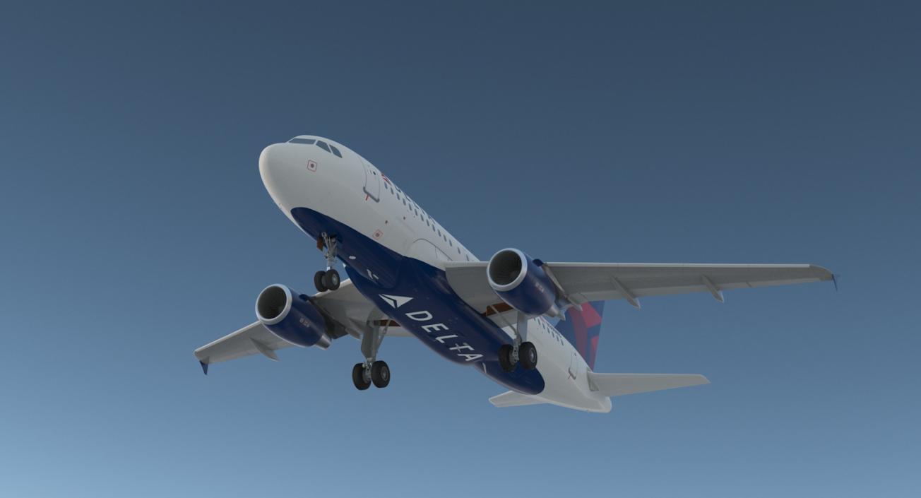 Airbus A319 Delta Air Lines Rigged 3D model