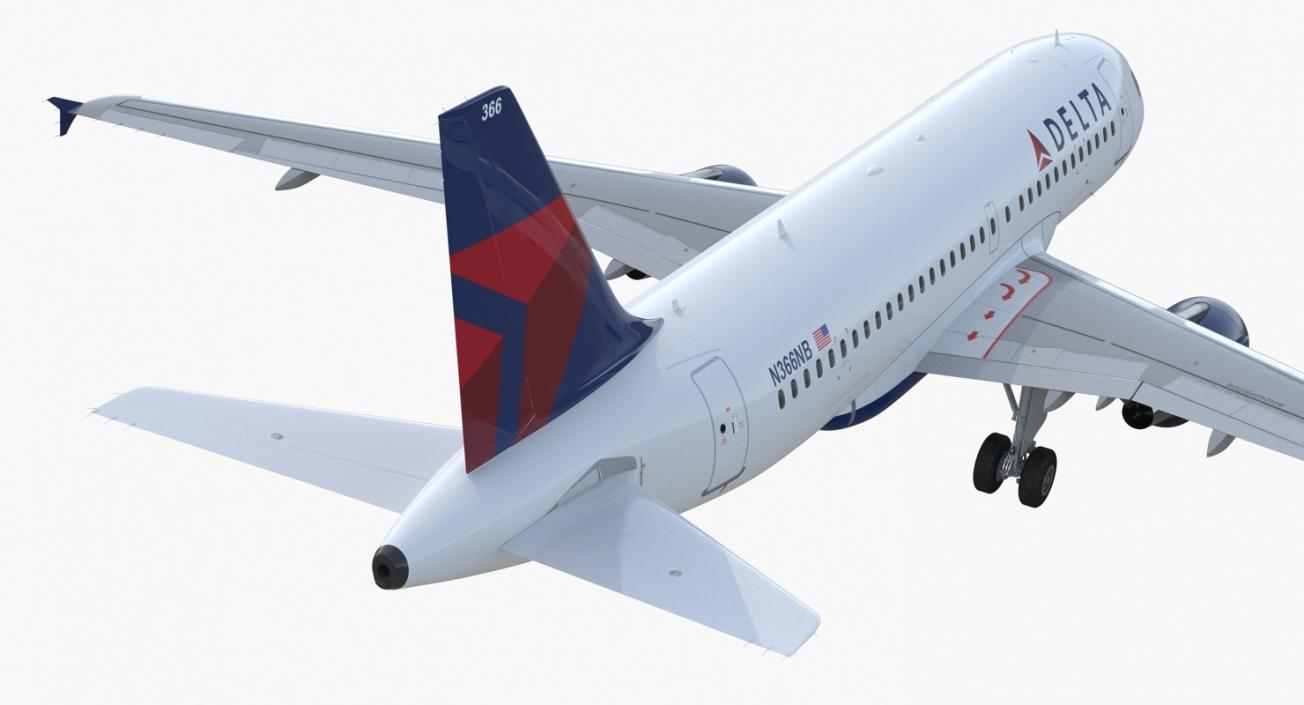 Airbus A319 Delta Air Lines Rigged 3D model