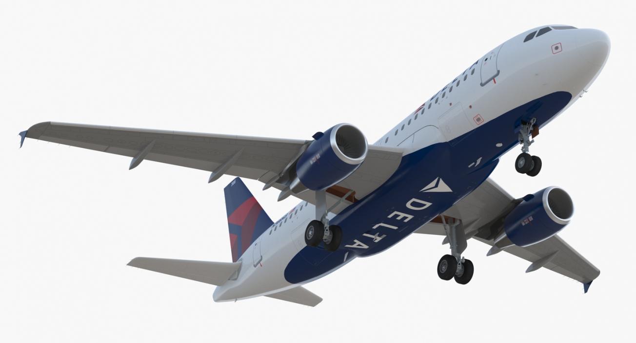 Airbus A319 Delta Air Lines Rigged 3D model