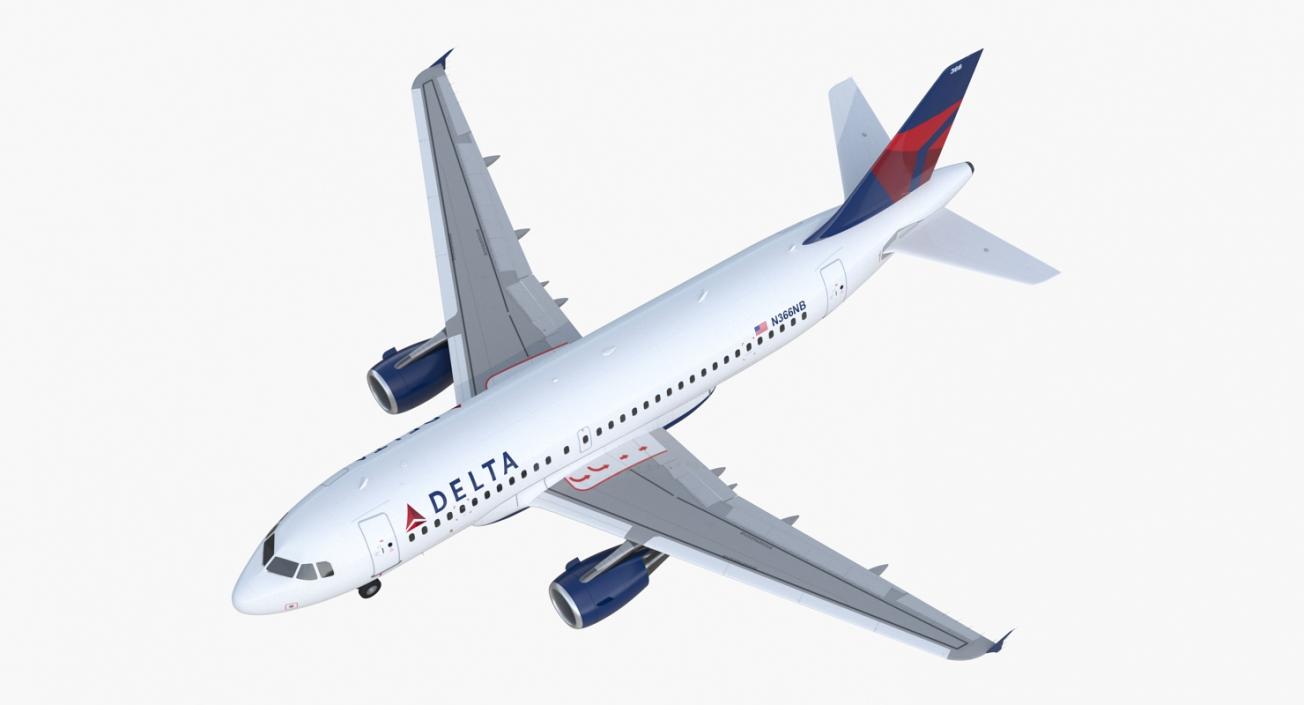 Airbus A319 Delta Air Lines Rigged 3D model