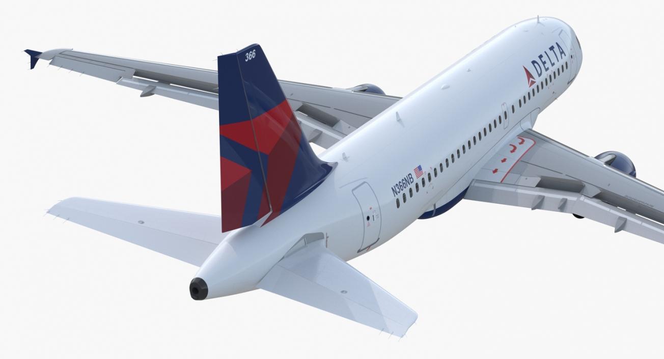 Airbus A319 Delta Air Lines Rigged 3D model