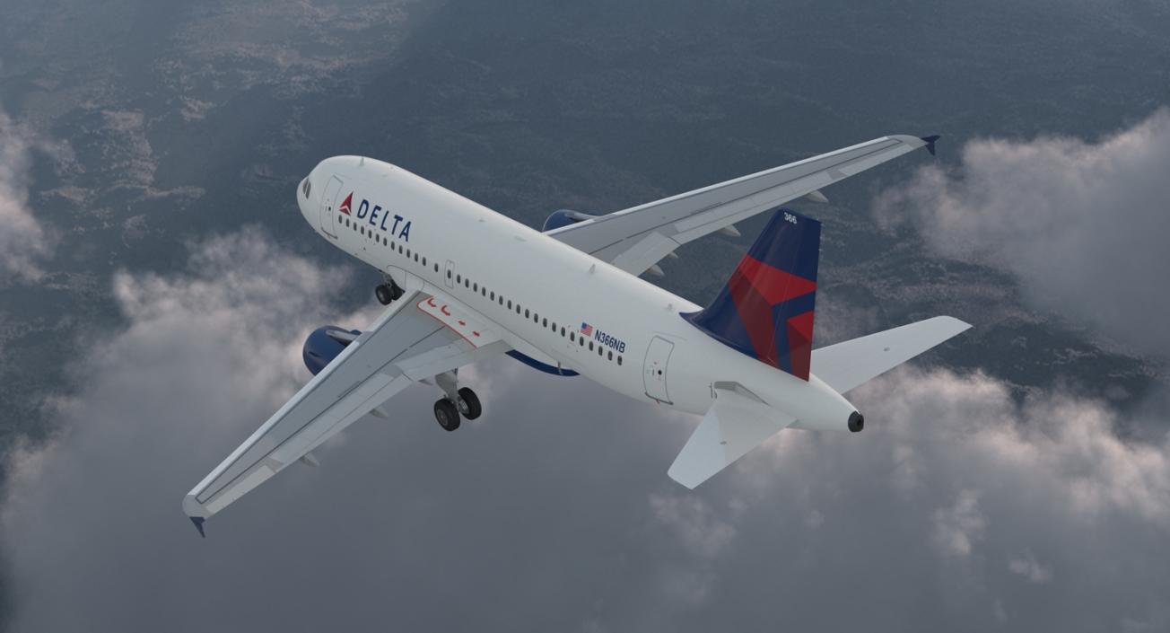 Airbus A319 Delta Air Lines Rigged 3D model