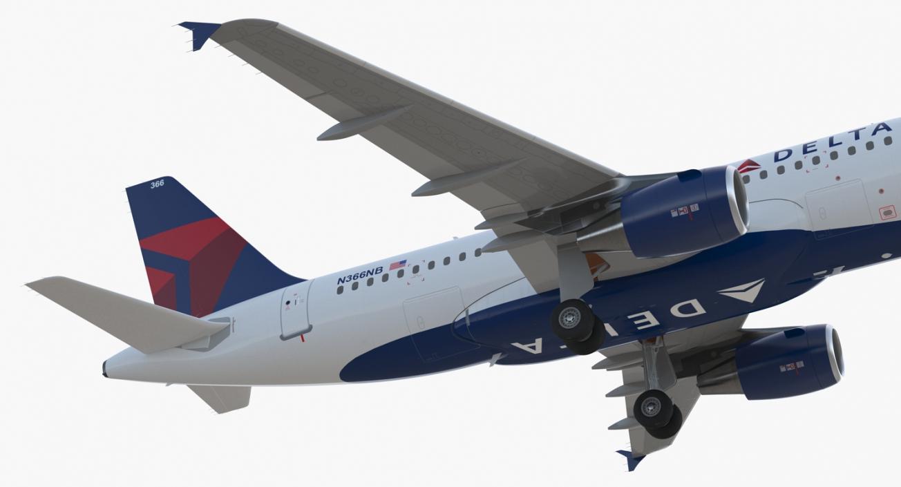 Airbus A319 Delta Air Lines Rigged 3D model