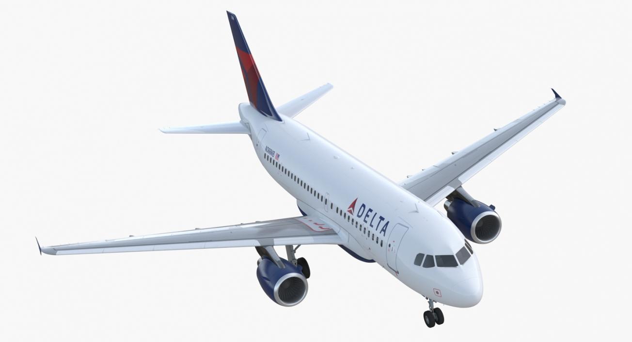 Airbus A319 Delta Air Lines Rigged 3D model