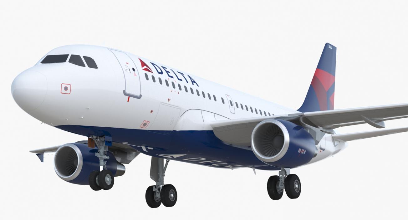 Airbus A319 Delta Air Lines Rigged 3D model