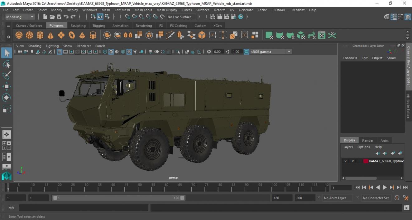 KAMAZ 63968 Typhoon MRAP Vehicle 3D